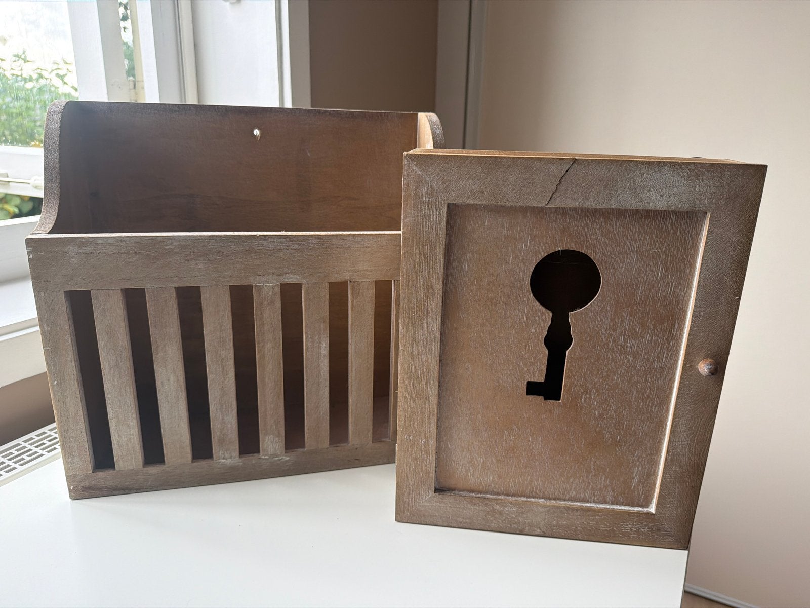 Houten Tijdschriftenhouder en Sleutelkastje Set, Hout, Gebruikt, Ophalen of Verzenden, Landelijk