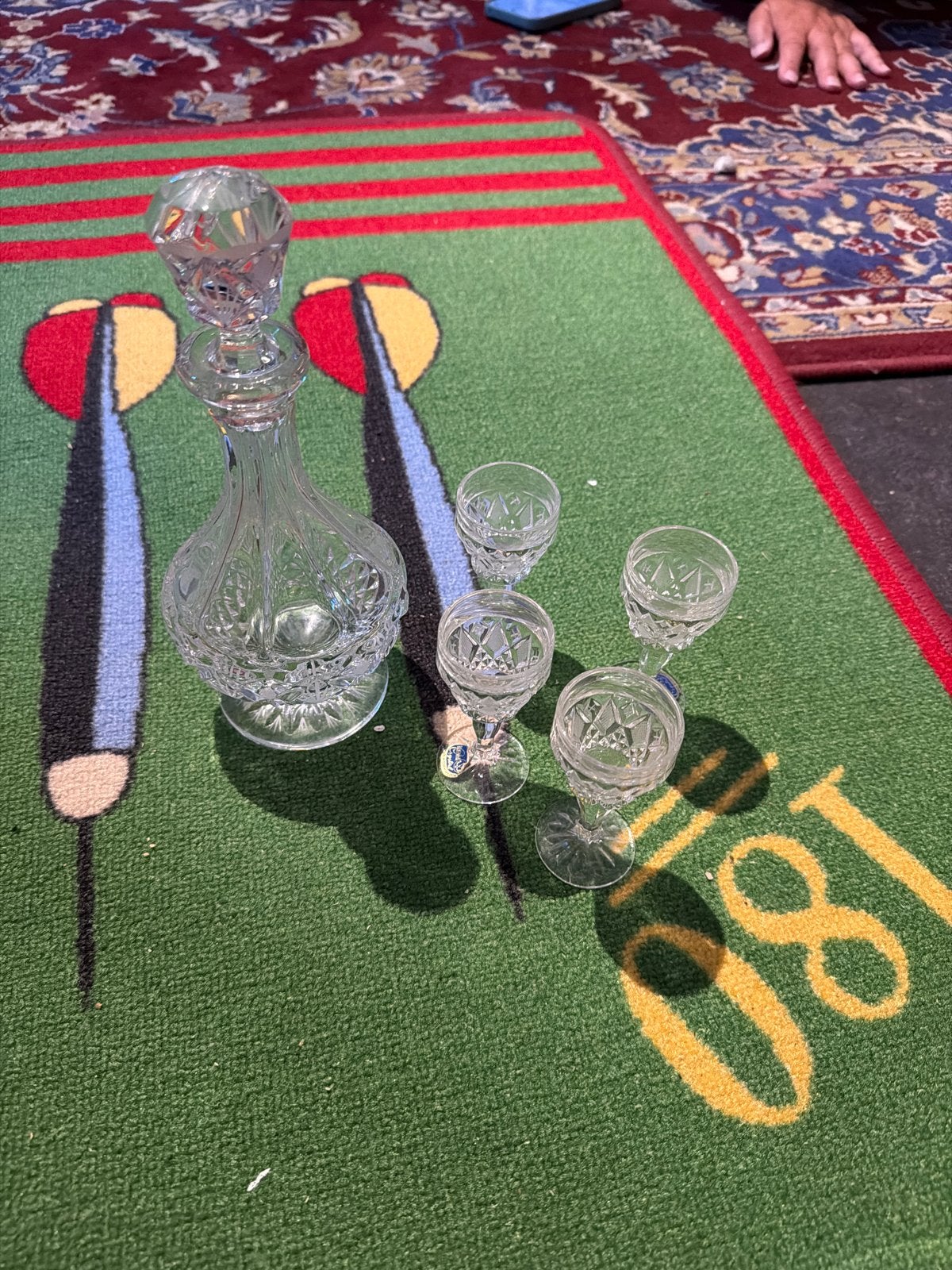 Bohemia Crystal Karaf en 4 Glazen Set, Antiek en Kunst, Antiek | Glas en Kristal, Ophalen