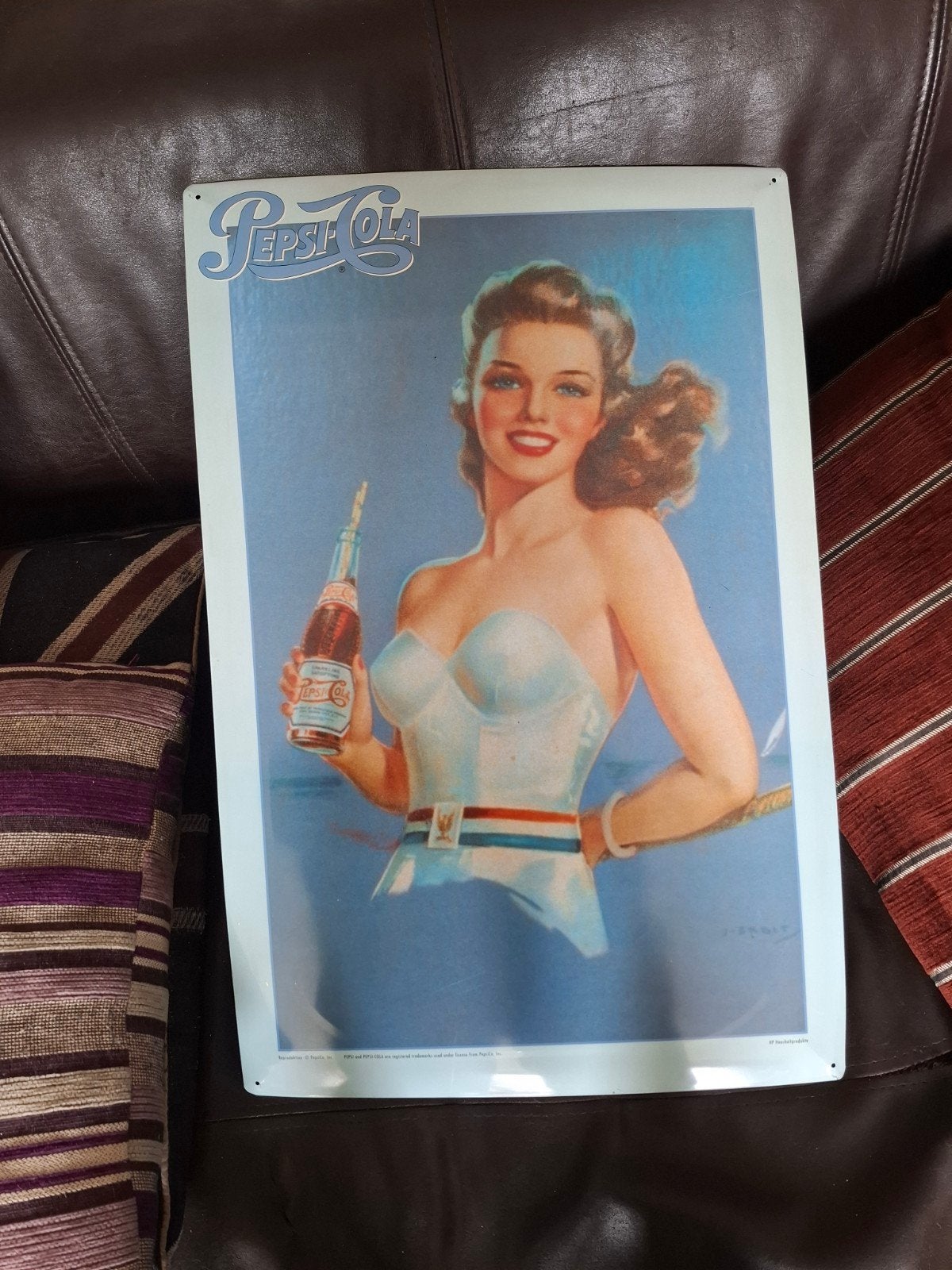 Pepsi-Cola metalen reclamebord, Ophalen of Verzenden, Gebruikt, Reclamebord