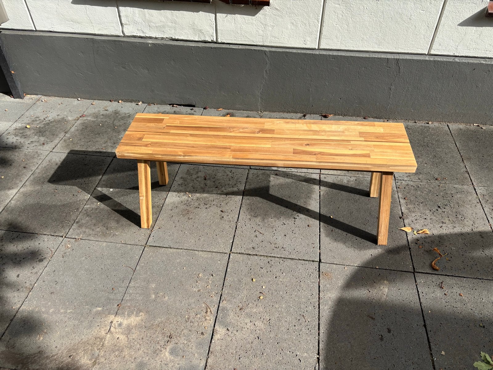 IKEA SKOGSTA acacia houten bankje - 120x30x45 cm, Ophalen, Bruin, Zo goed als nieuw, Landelijke stijl