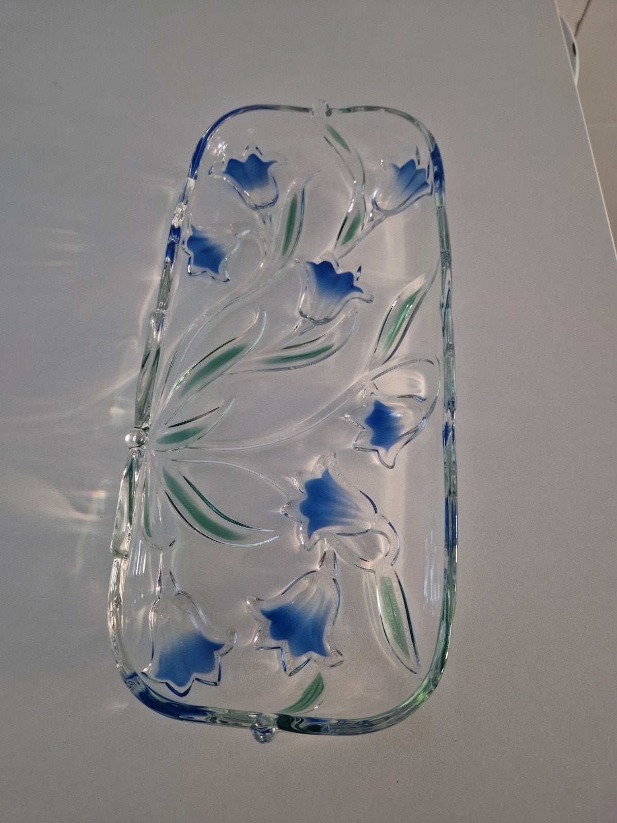 Grote glazen schaal met bloemmotief, Ophalen of Verzenden