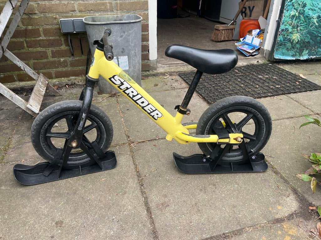 Strider Loopfiets met ski's en extra zadel - Geel, Ophalen, Gebruikt, Minder dan 16 inch