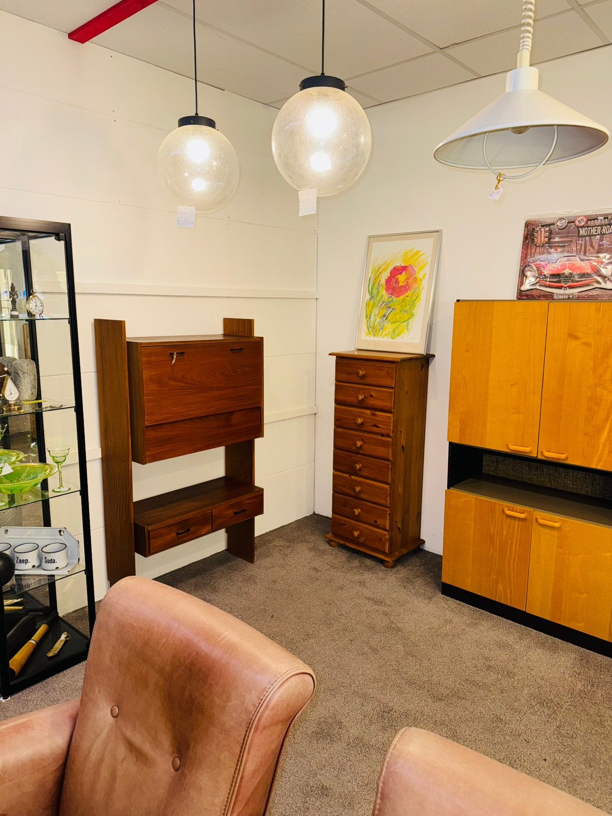 Retro vintage hoge ladekast, Huis en Inrichting, Ophalen, A, A, A