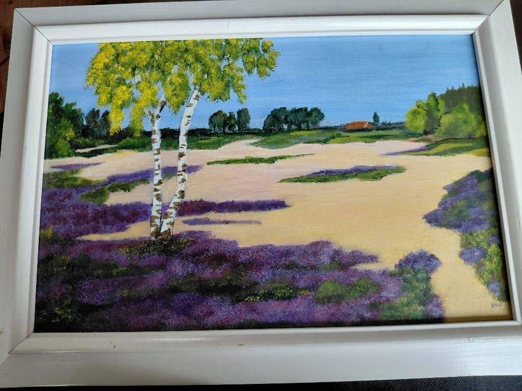 Schilderij landschap, Realistisch, Ophalen of Verzenden, Landschap, Ingelijst
