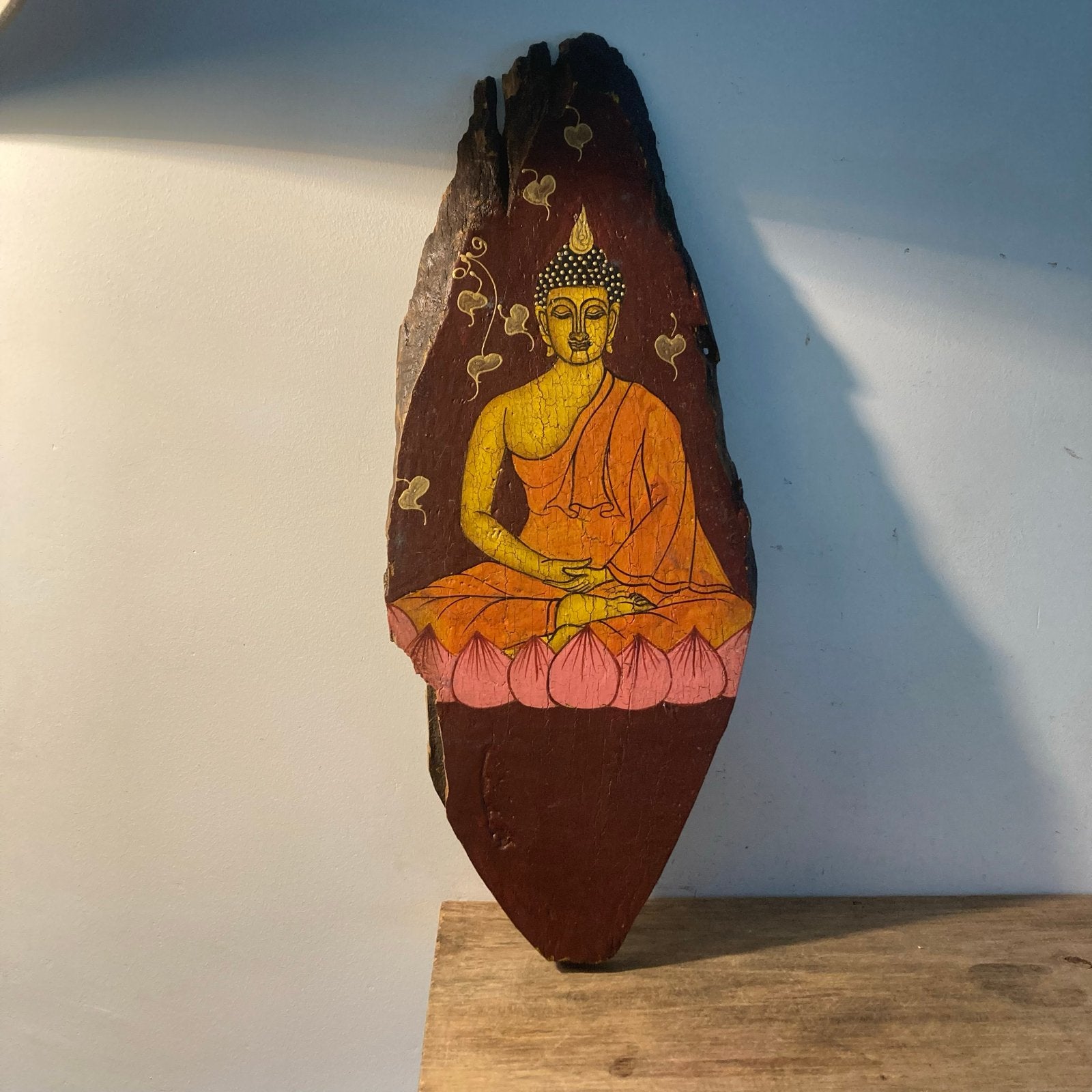 Handgemaakte Boeddha Wanddecoratie uit Bali - Hout, Antiek en Kunst, Curiosa en Brocante, Ophalen of Verzenden