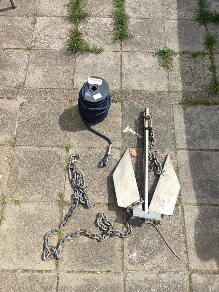 Anker met ketting en lijn - Compleet ankersysteem, Ophalen of Verzenden, Gebruikt, Overige typen