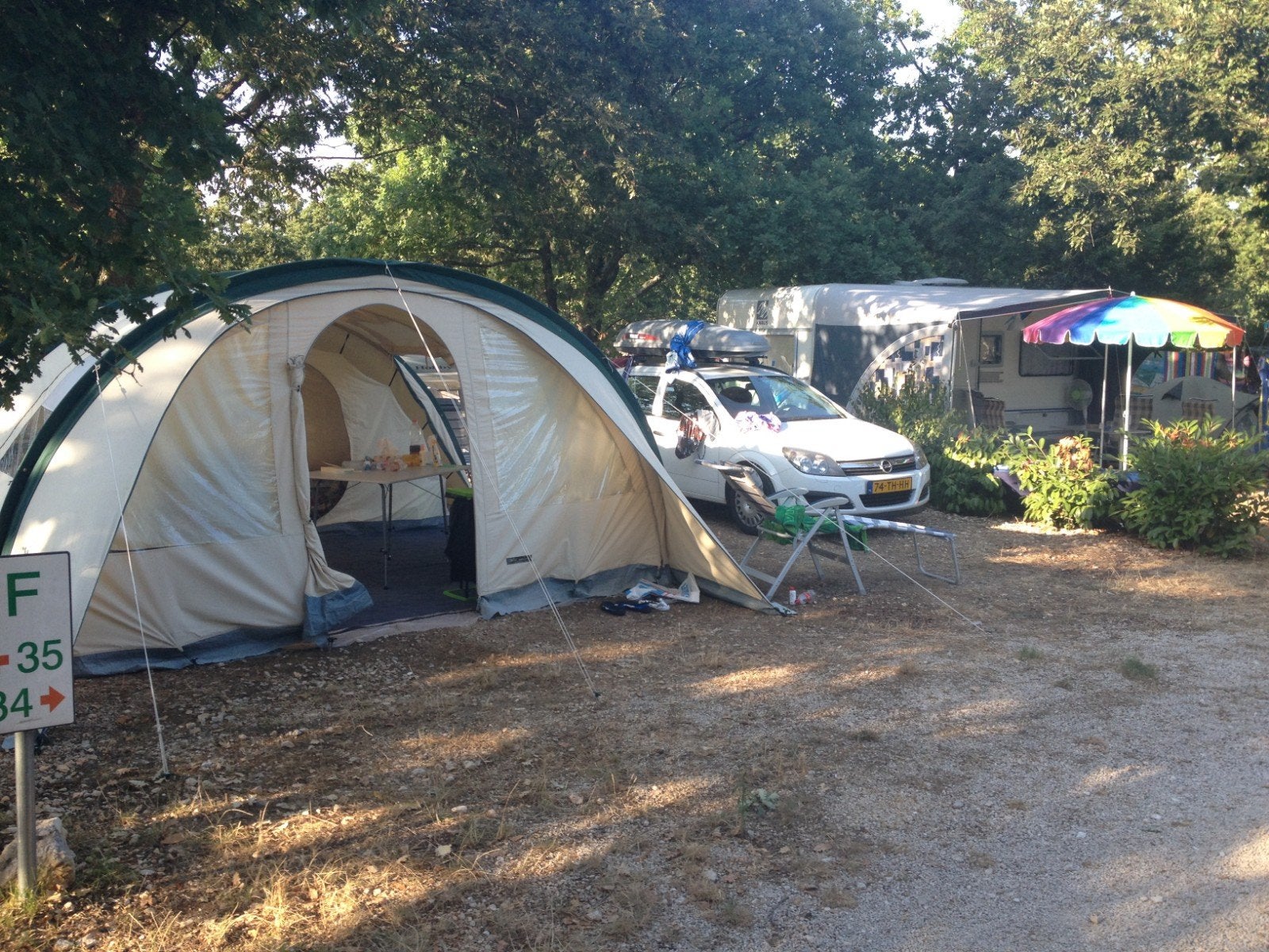 Obelink tunneltent 5x4m met 2 slaapcabines en grondzeil, Ophalen, Gebruikt, Tot en met 4