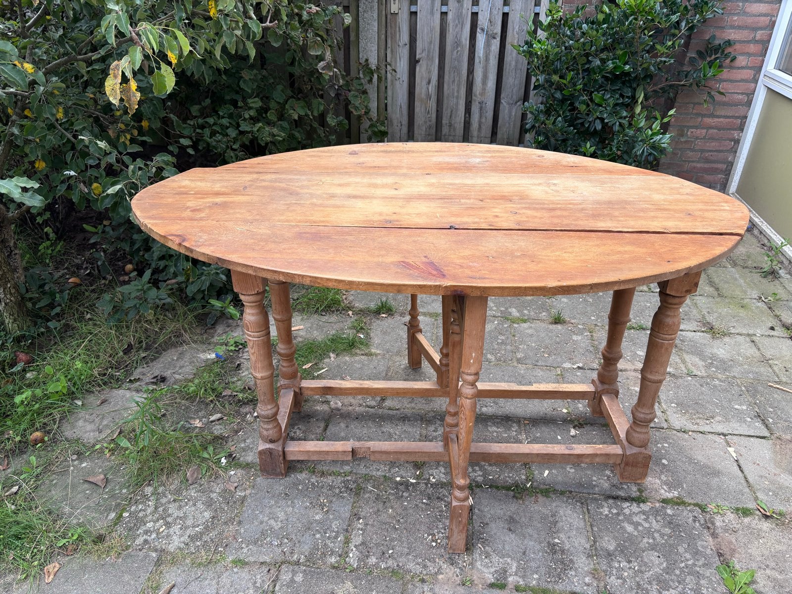 houten klaptafel - Ovale eettafel, Huis en Inrichting, Ophalen, Gebruikt, 100 tot 150 cm, Vier personen
