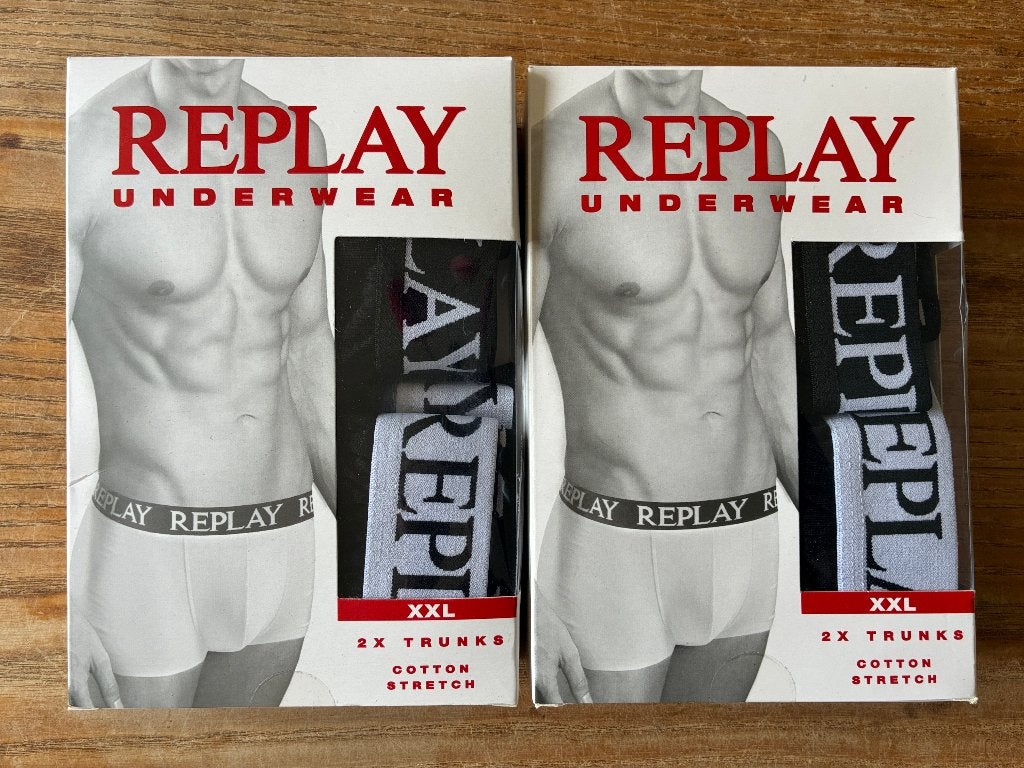 Replay XXL herenondergoed boxershorts trunks - 2 per doosje, Ophalen of Verzenden, Zwart, Replay, Boxer