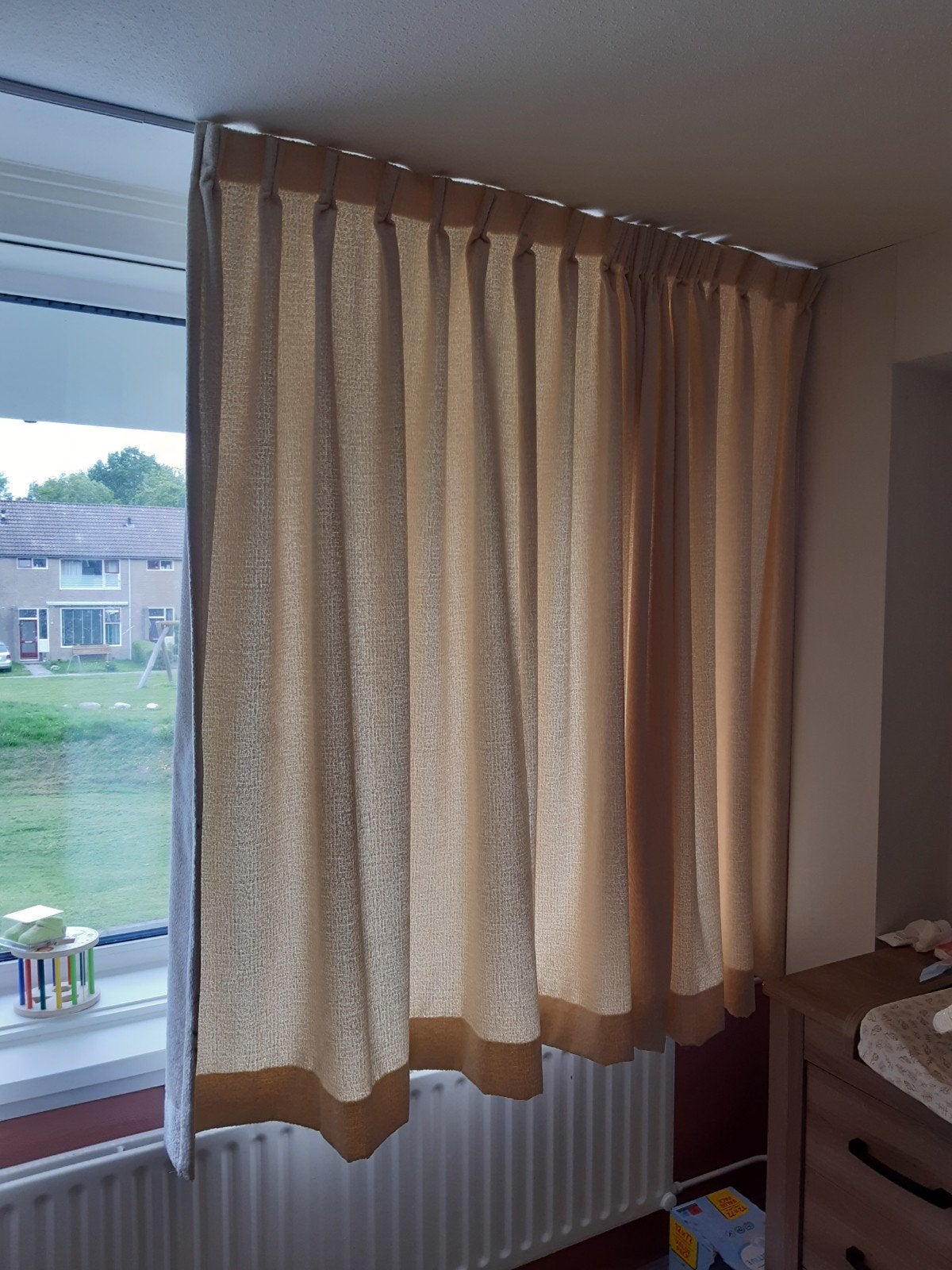 Gordijnen, kleur crème, Plooiafwerking, Kwantum, 370 cm, 170 cm