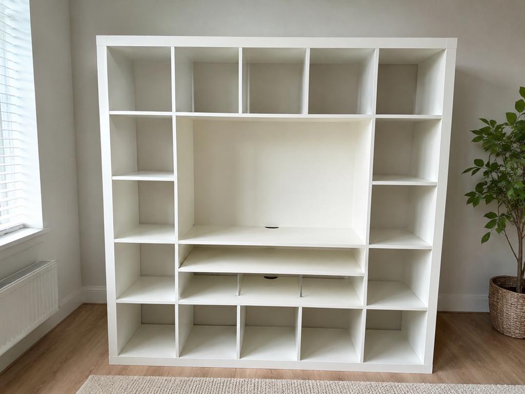 IKEA Expedit grote witte vakkenkast / tv-meubel – 185x185 cm, Ophalen, Zo goed als nieuw, 25 tot 50 cm, 150 tot 200 cm
