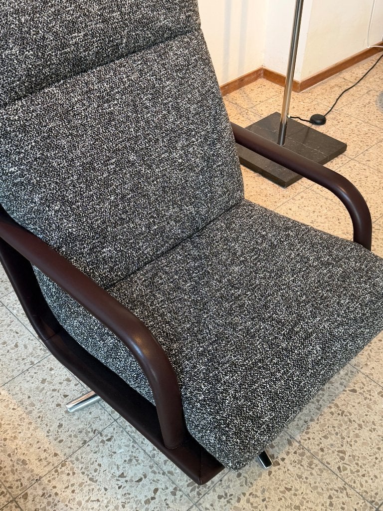 Leolux Kudo draaifauteuil plus hocker, Ophalen, Leer, Nieuw, 75 tot 100 cm