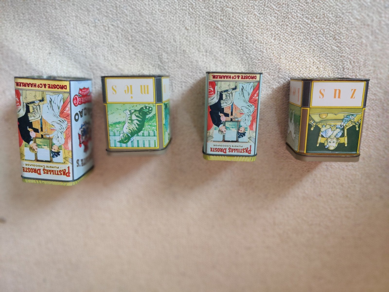 Set van 4 vintage Droste blikken, Ophalen of Verzenden, Gebruikt, Overige, Droste