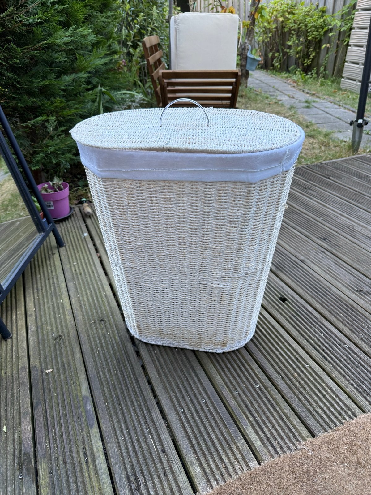 Ivor rieten wasmand met deksel 38d 48b 58l, Ophalen of Verzenden, Gebruikt