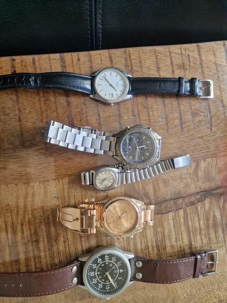 5paar merk horloges, Ophalen, Staal, Overige merken
