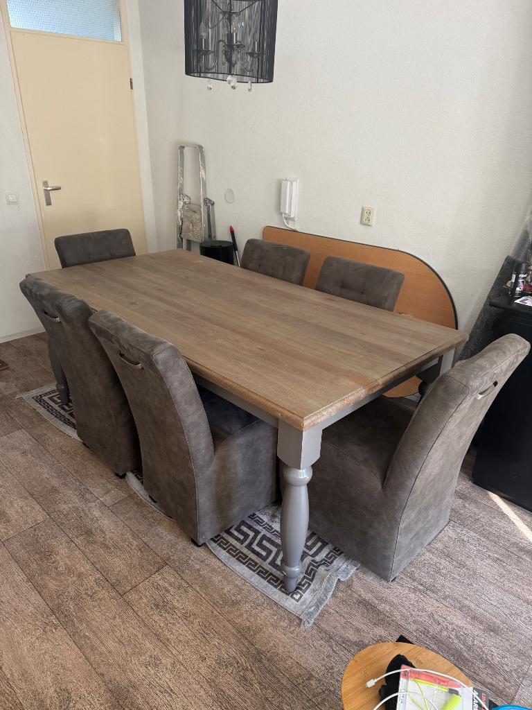 Mooi eettafel van Richard interiors met 6 stoelen, Ophalen, 200 cm of meer, 50 tot 100 cm, Zo goed als nieuw