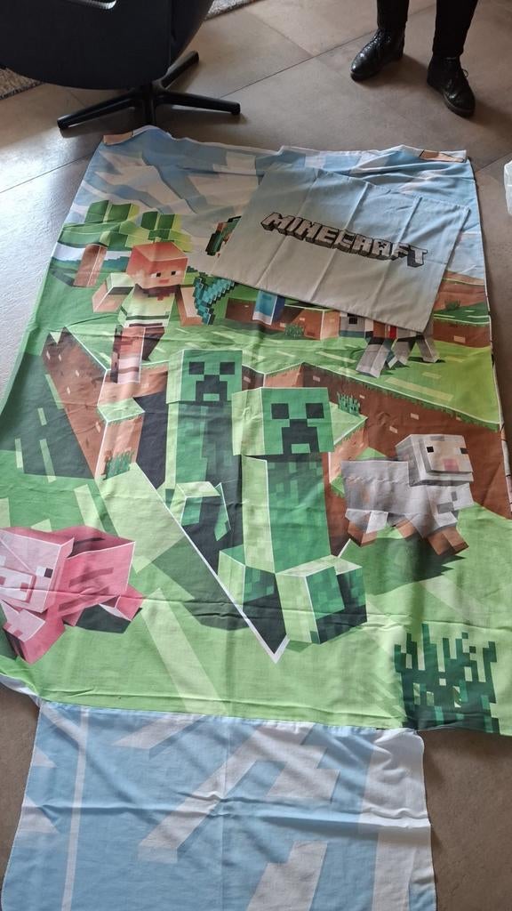 Minecraft Dekbedovertrek 140x200 - Nieuwstaat, Overige kleuren, Jongetje of Meisje, Dekbedovertrek, Ophalen of Verzenden