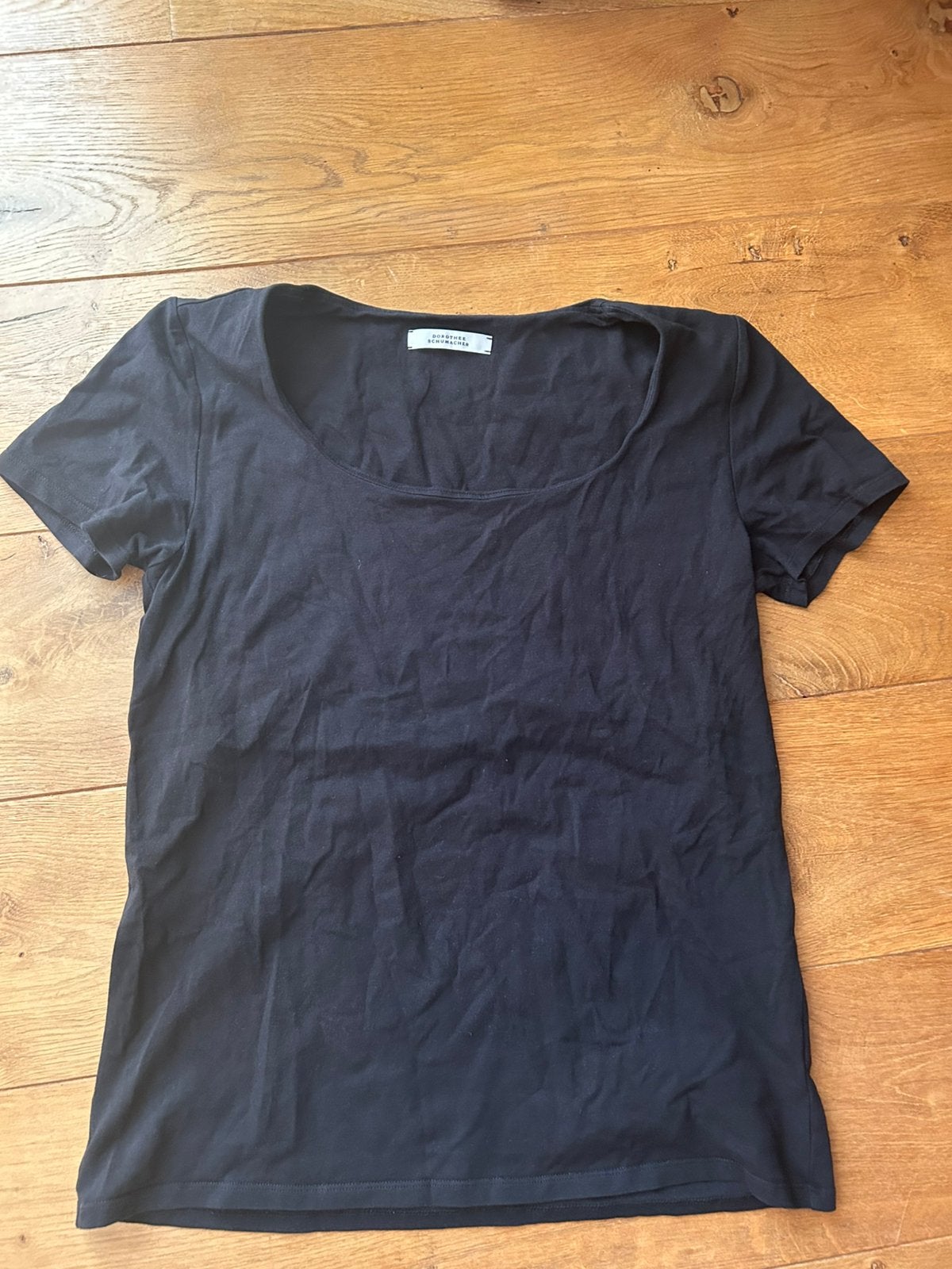 DOROTHEE SCHUMACHER t shirt zwart decolleté mt 6 / XXL, Verzenden, Zwart, Maat 46/48 (XL) of groter, Zo goed als nieuw