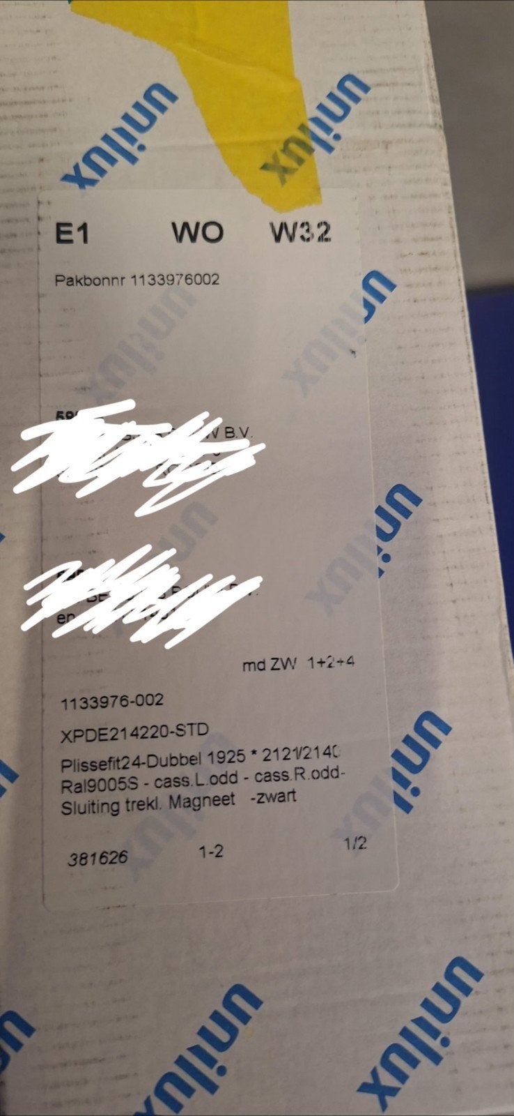 NIEUW IN DOOS Unilux Plisséfit dubbele hordeur, Ophalen, Nieuw, Hordeur, 200 tot 215 cm