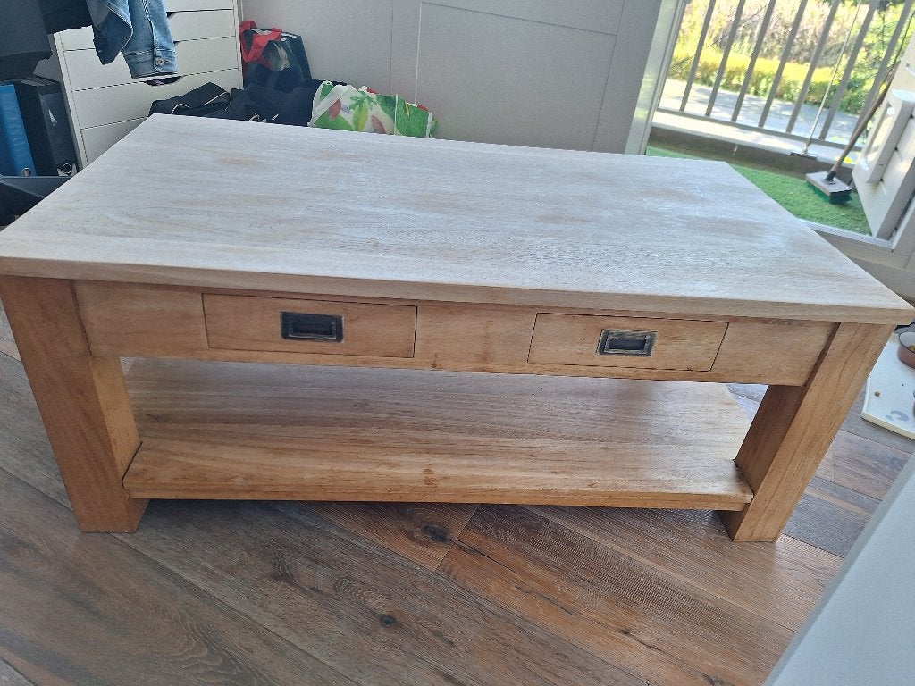 Teakhouten salontafel, Ophalen, Gebruikt, 100 tot 150 cm, Teakhout