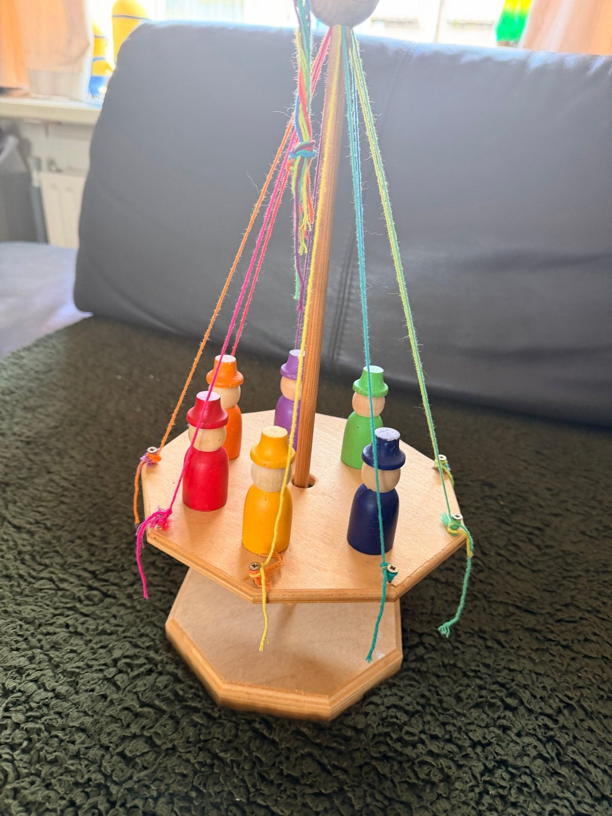 Montessori Houten Draaimolen met 6 Grimm/Grapat Poppetjes, Ophalen of Verzenden, Gebruikt, Overige typen