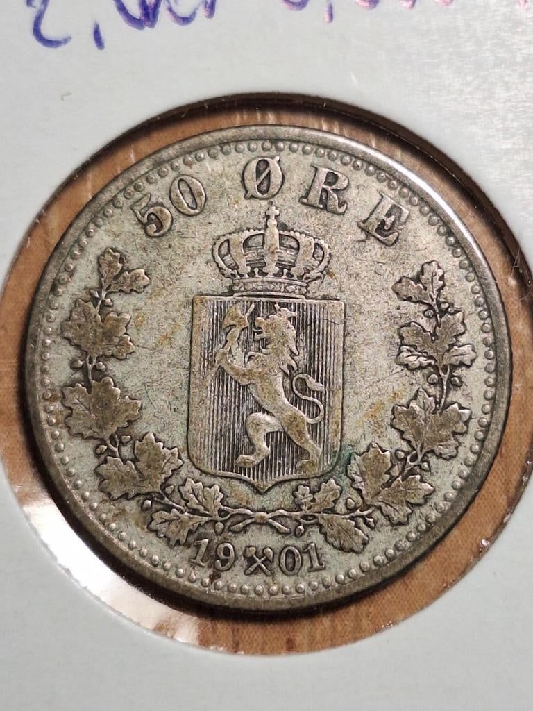 NOORWEGEN 50 ore 1901 (#42), Ophalen of Verzenden, Overige landen, Losse munt, Zilver