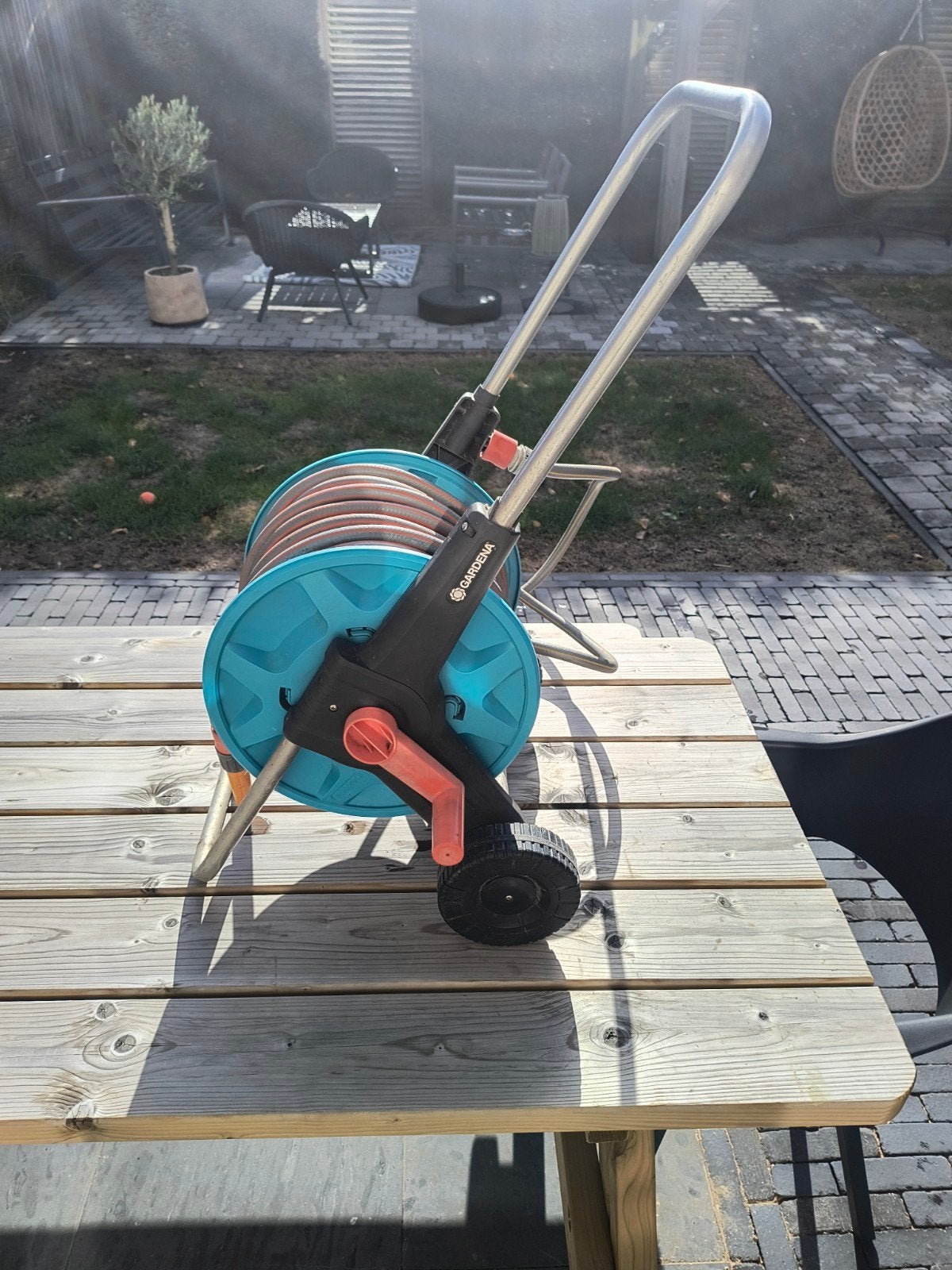Haspel Gardena met 25 meter slang, Ophalen, Gebruikt