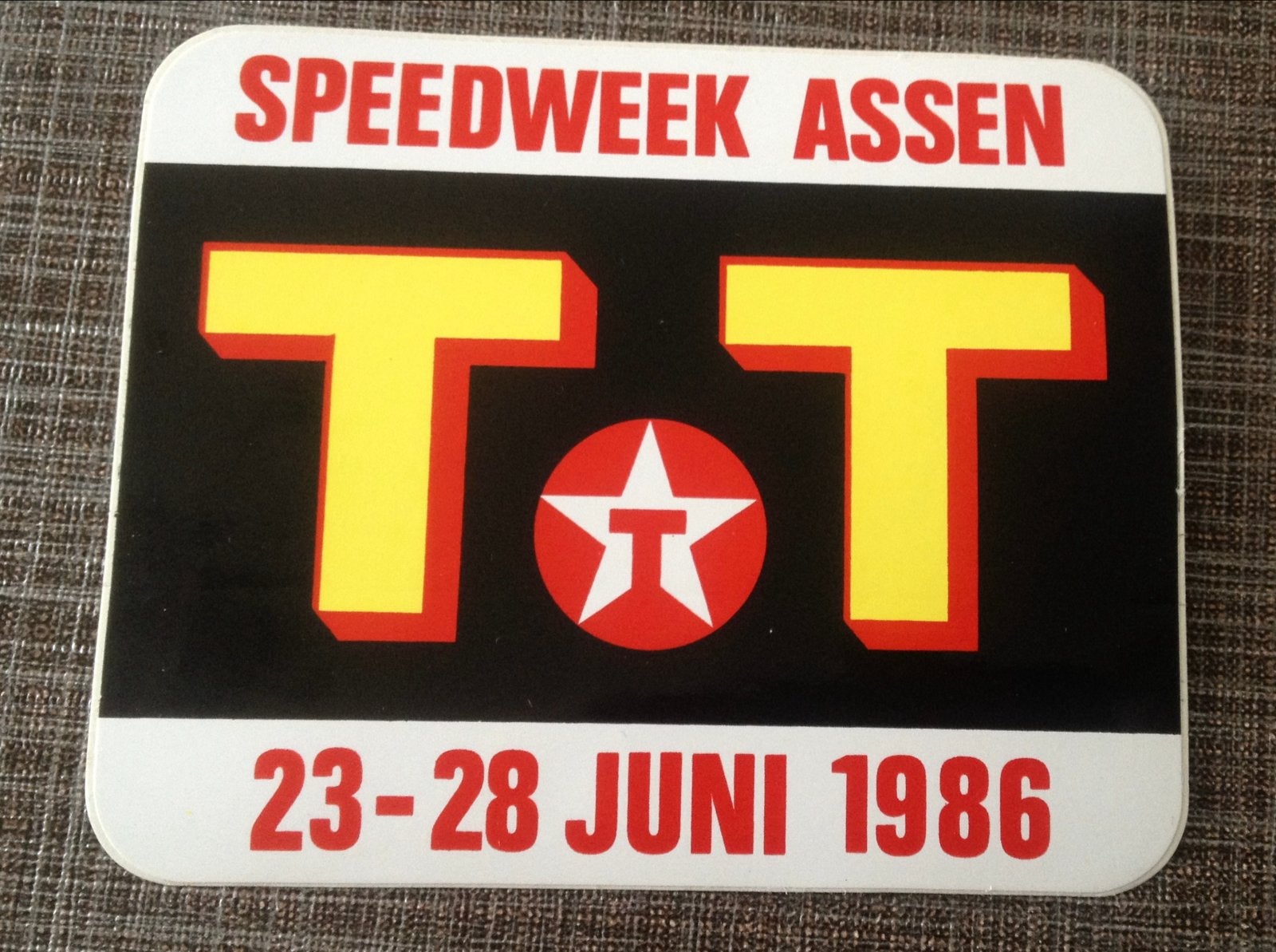 Sticker TT Speedweek Assen 1986, Ophalen of Verzenden, Zo goed als nieuw, Auto of Motor