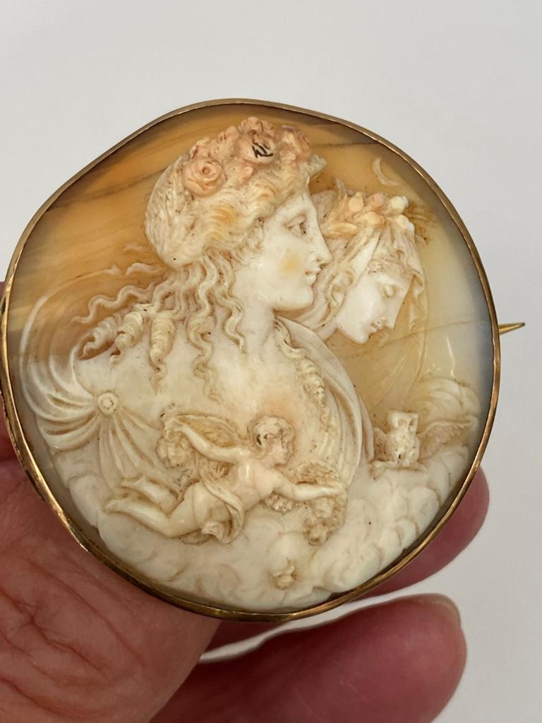 Victoriaanse geel gouden camee, Sieraden, Tassen en Uiterlijk, Antieke sieraden, Verzenden, Goud