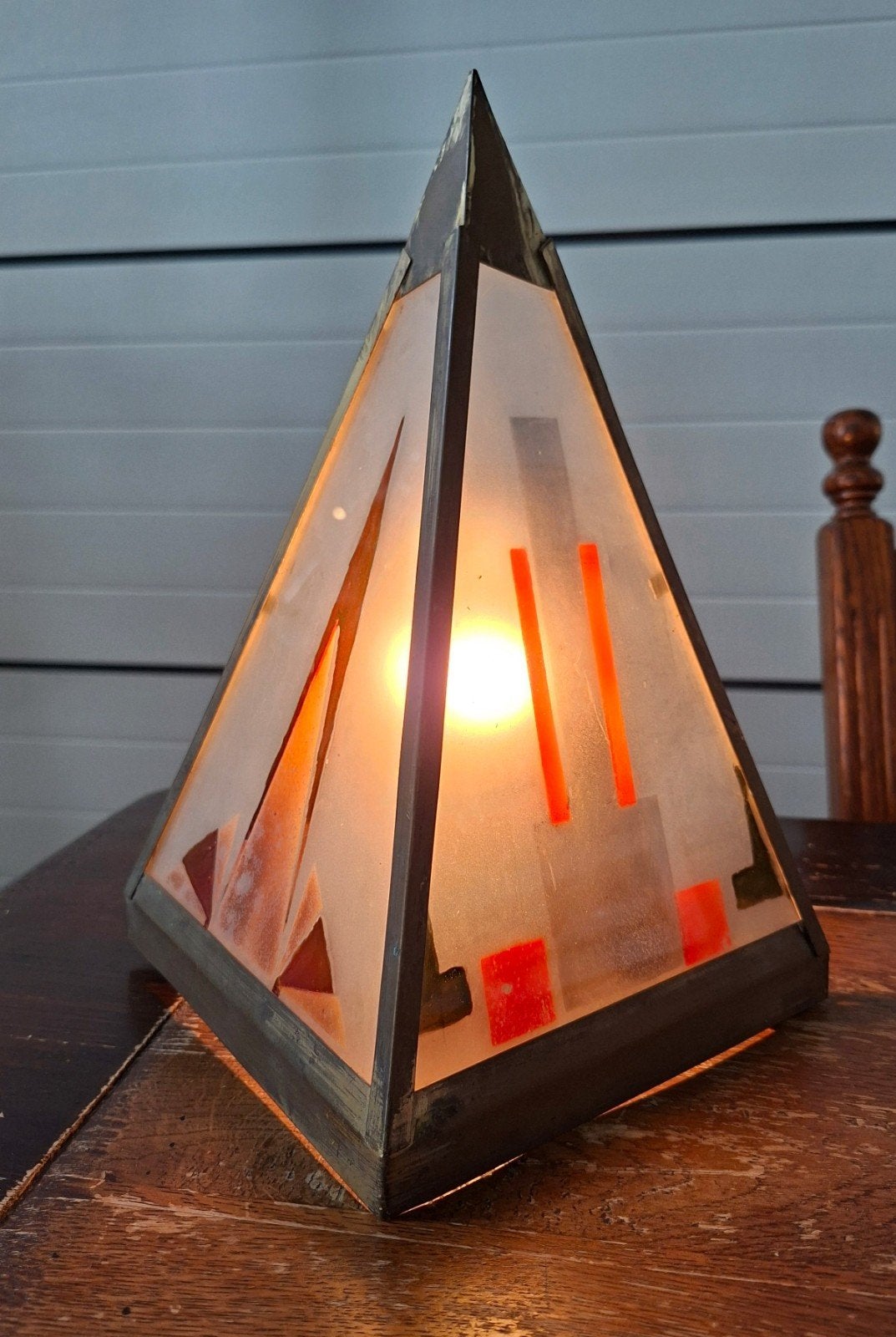 Art deco | lamp | gebrandschilderd | glas/koper | 30 cm h |, Ophalen