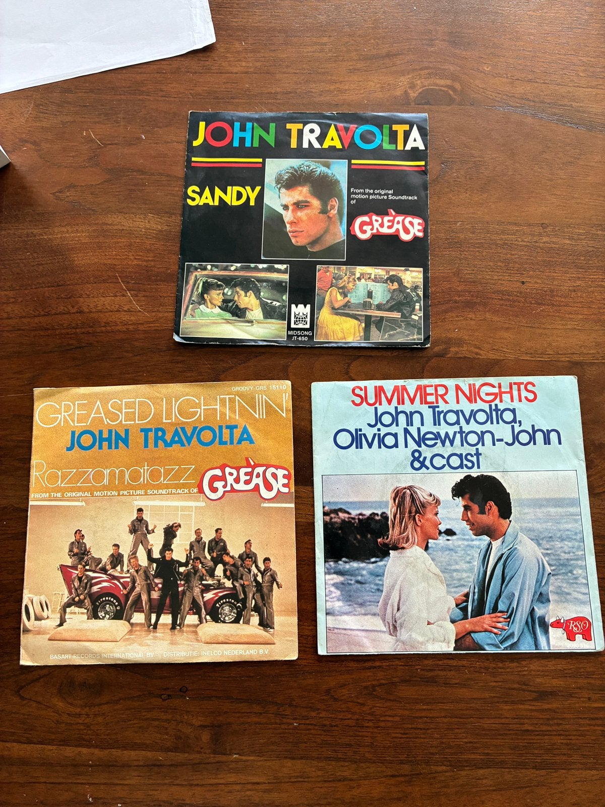 Grease Singles 3 stuks John Travolta, Gebruikt, Filmmuziek en Soundtracks, 7 inch, Single