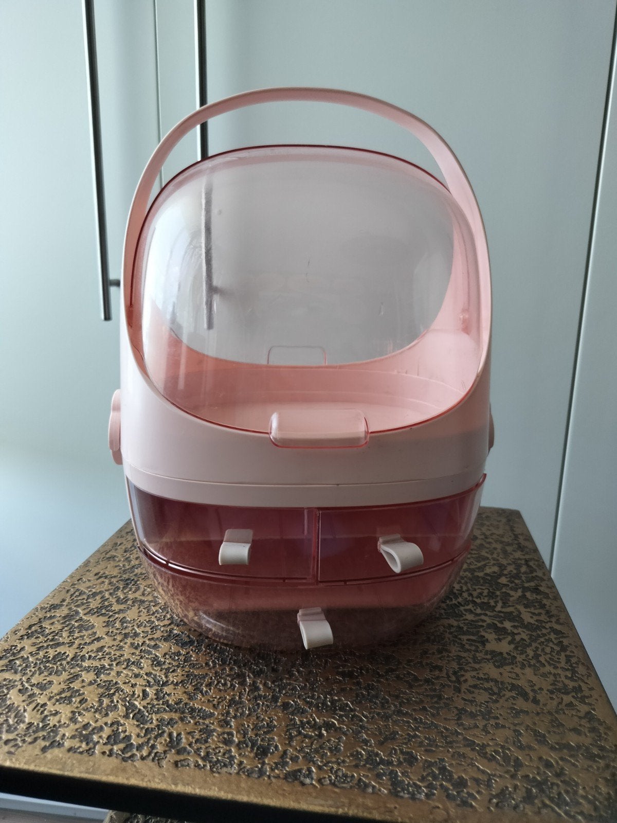 Roze make-up opbergdoos met lades en handvat, Ophalen of Verzenden, Gebruikt, Roze, Hardcase