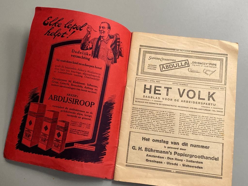 25-jarig Jubileumnummer van Het Volk 1 april 1925, Ophalen of Verzenden