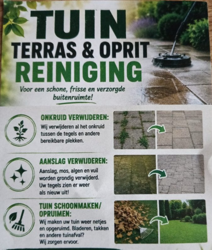 Tuin, Terras & Oprit Reiniging - Onkruid aanslag verwijderen, Ophalen of Verzenden, Zo goed als nieuw, Tuinontwerpen