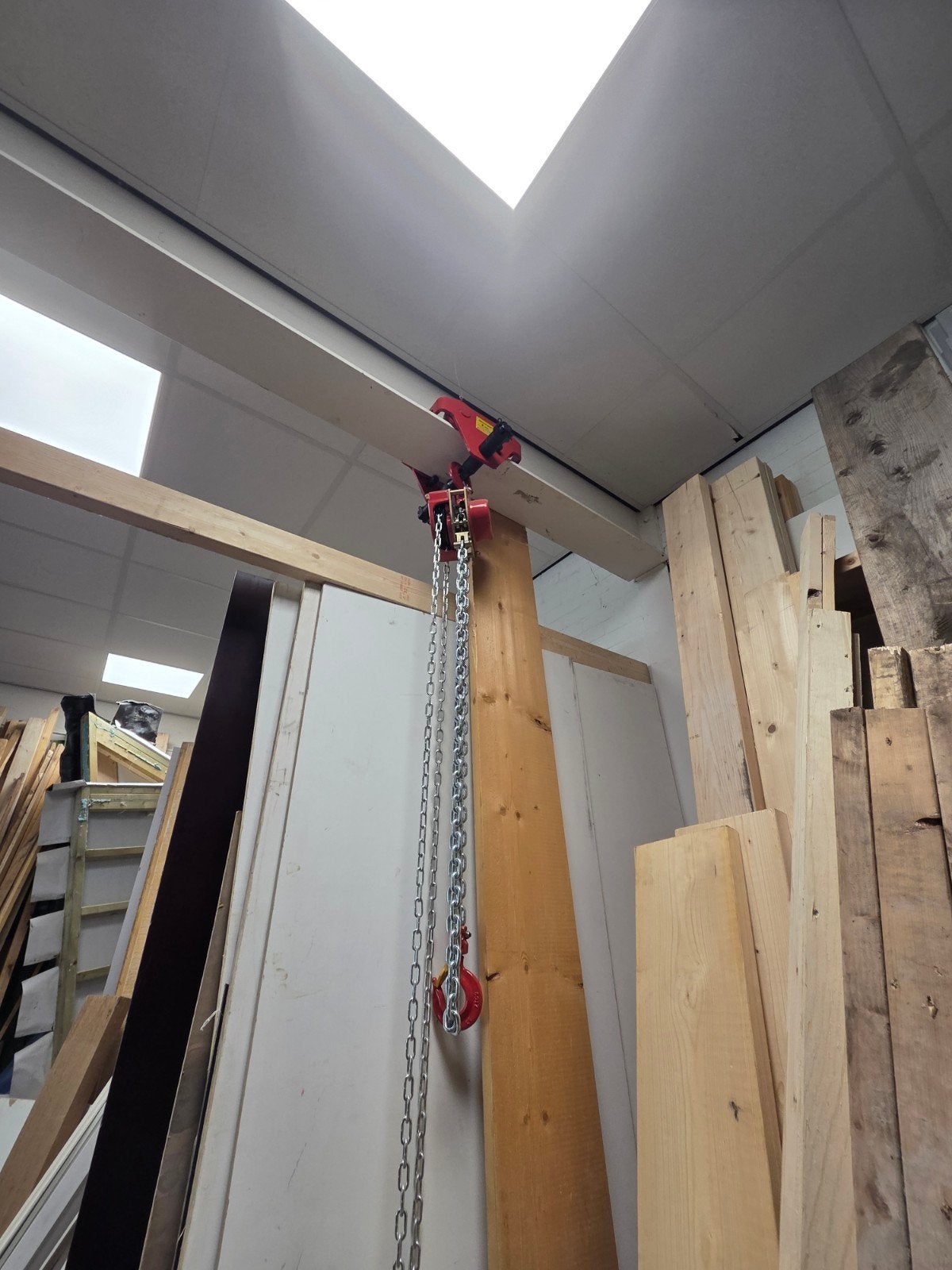 Kettingtakel met loopkat 2 ton - Nieuwstaat, Doe-het-zelf en Verbouw, Ophalen, Zo goed als nieuw, Handmatig