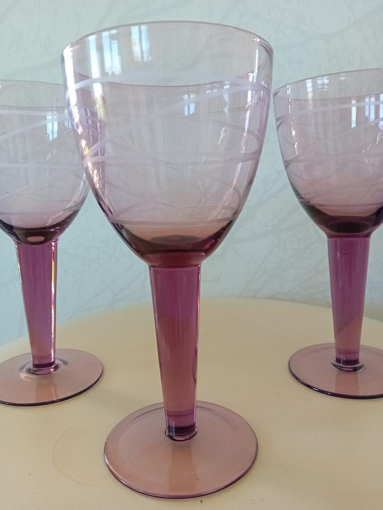 Vintage Ikea Pralin wijnglazen met wit spiraalpatroon, Ophalen of Verzenden