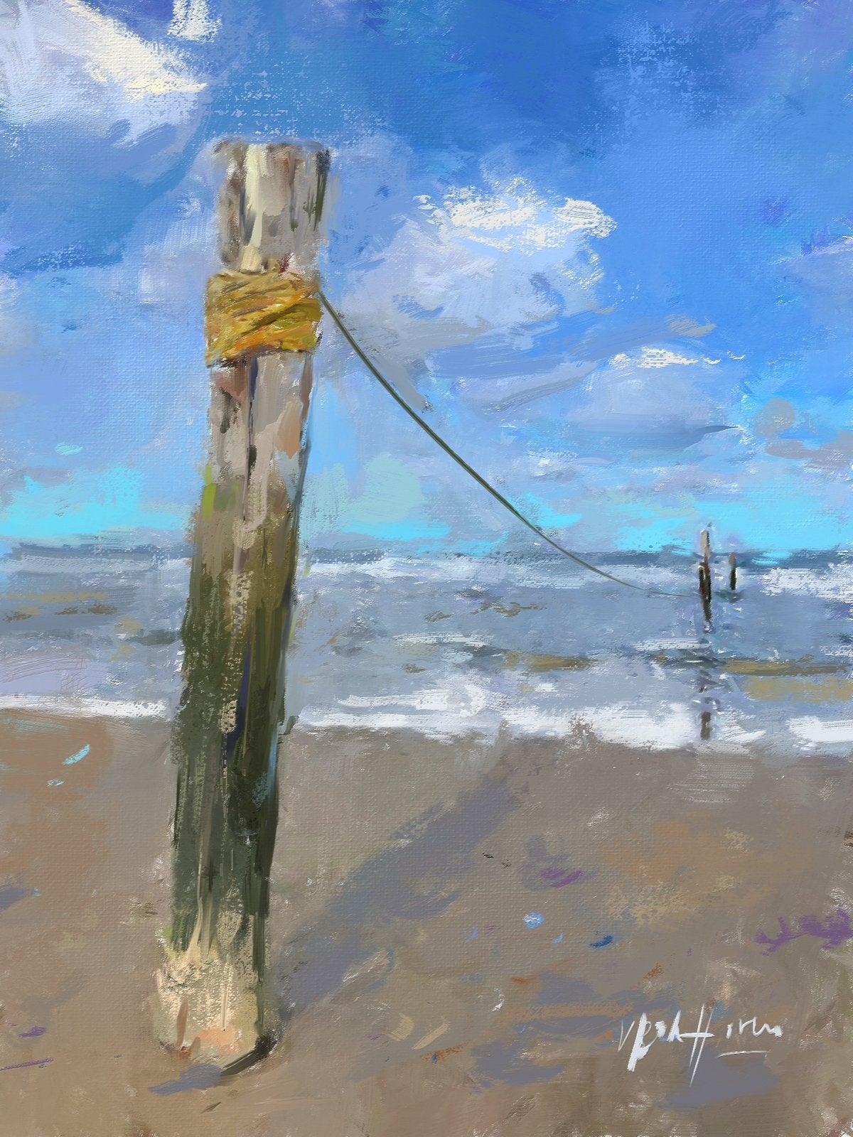 Ad van Bokhoven - Prent Domburg - Giclee, 2000 tot heden, Overige technieken, Ophalen of Verzenden, Gesigneerd
