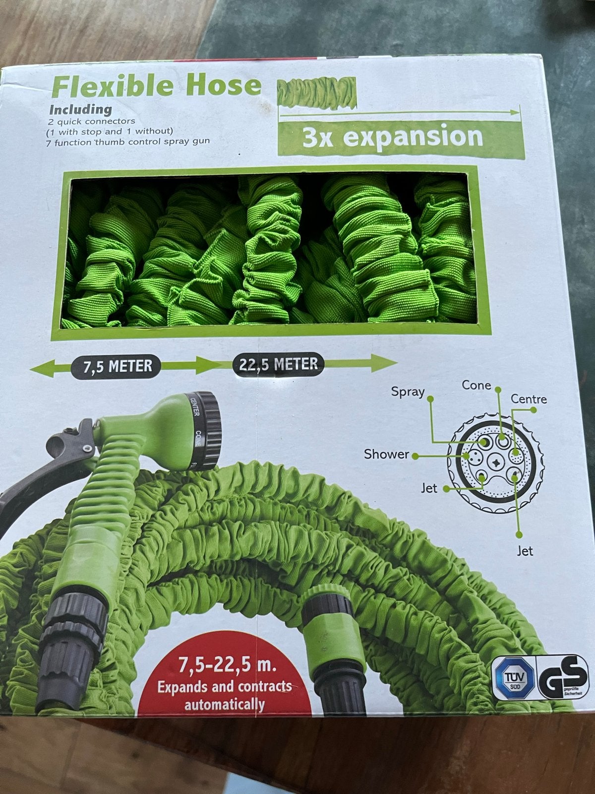Flexibele Tuinslang 7,5-22,5m met Sproeikop en Connectors, Ophalen, Nieuw, Tuinslang