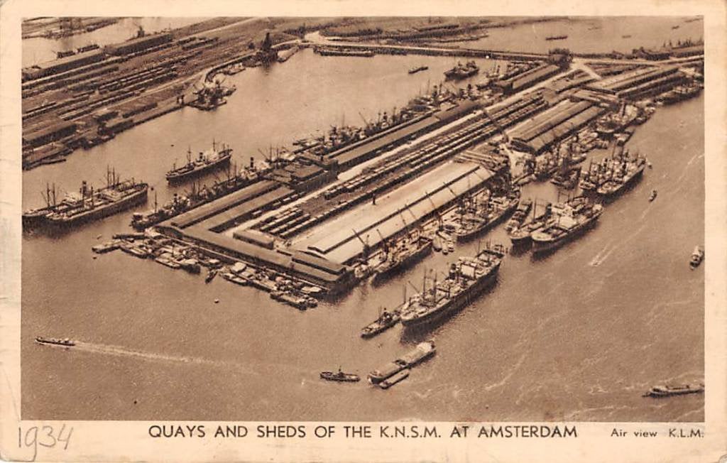 Amsterdam Quays and Sheds of the K.N.S.M Scheepswerf Schepen, Verzamelen, Ansichtkaarten | Nederland, Verzenden, 1920 tot 1940