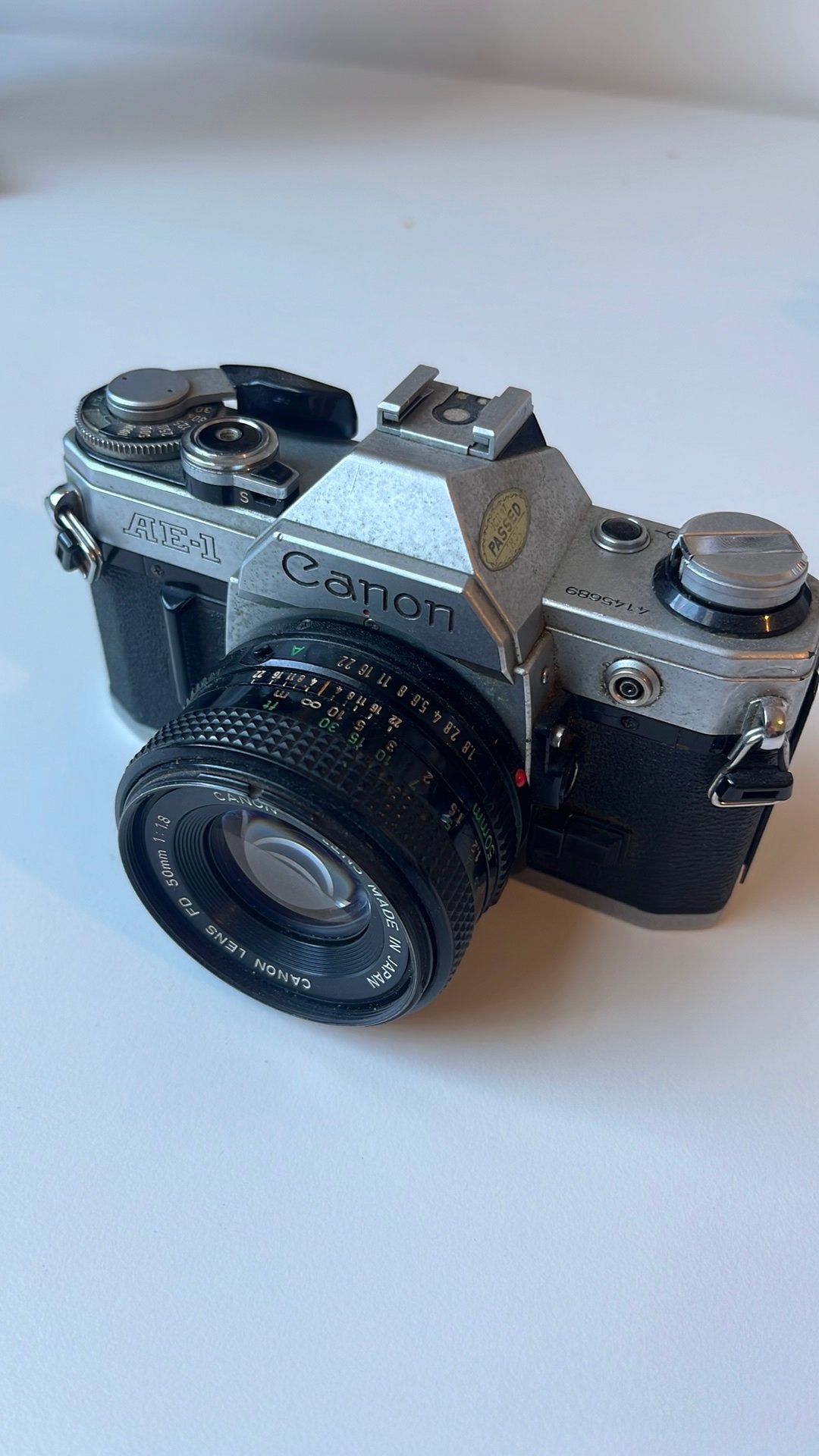 Canon AE-1 + FD 50mm f/1.8, Audio, Tv en Foto, Fotocamera's Analoog, Ophalen, Gebruikt, Spiegelreflex, Canon