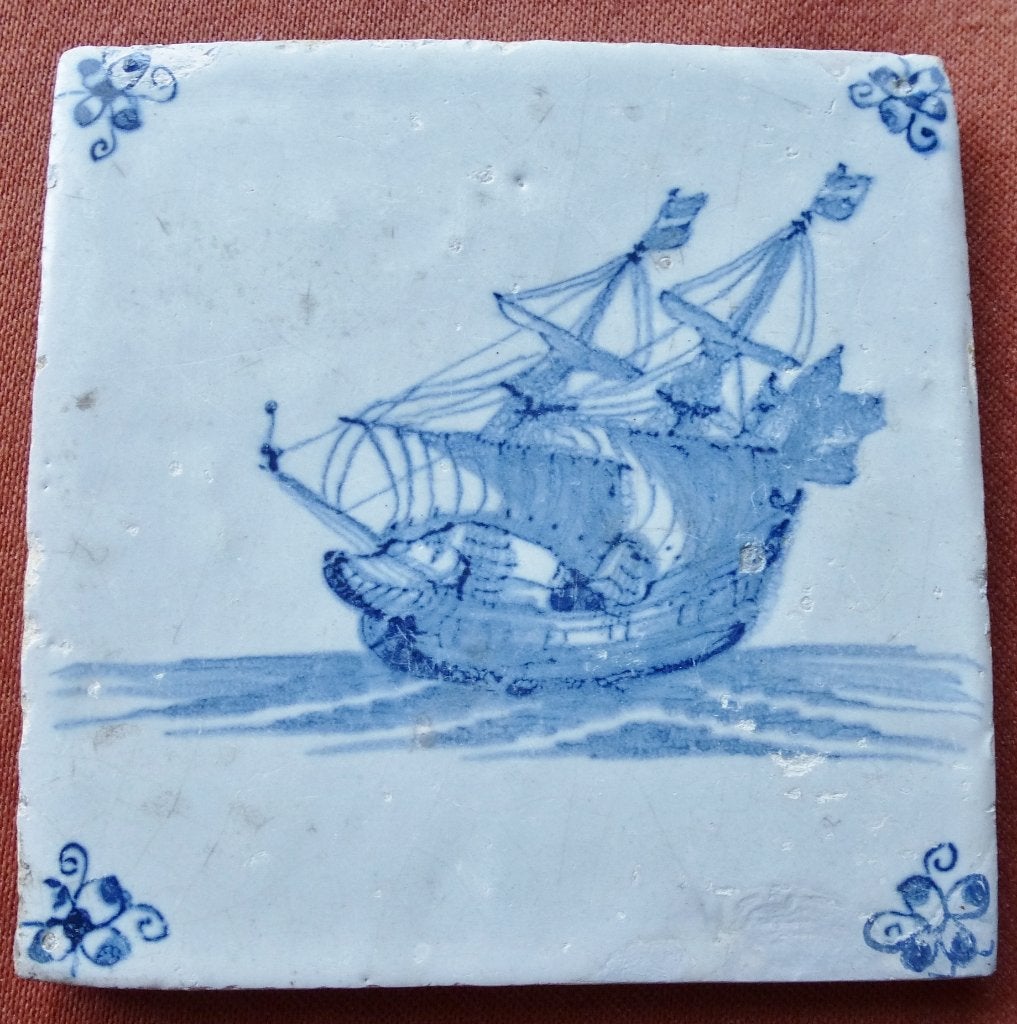 Prachtige 17e eeuwse SCHEEPSTEGEL met 3-mast VOC SCHIP!, Antiek en Kunst, Ophalen of Verzenden
