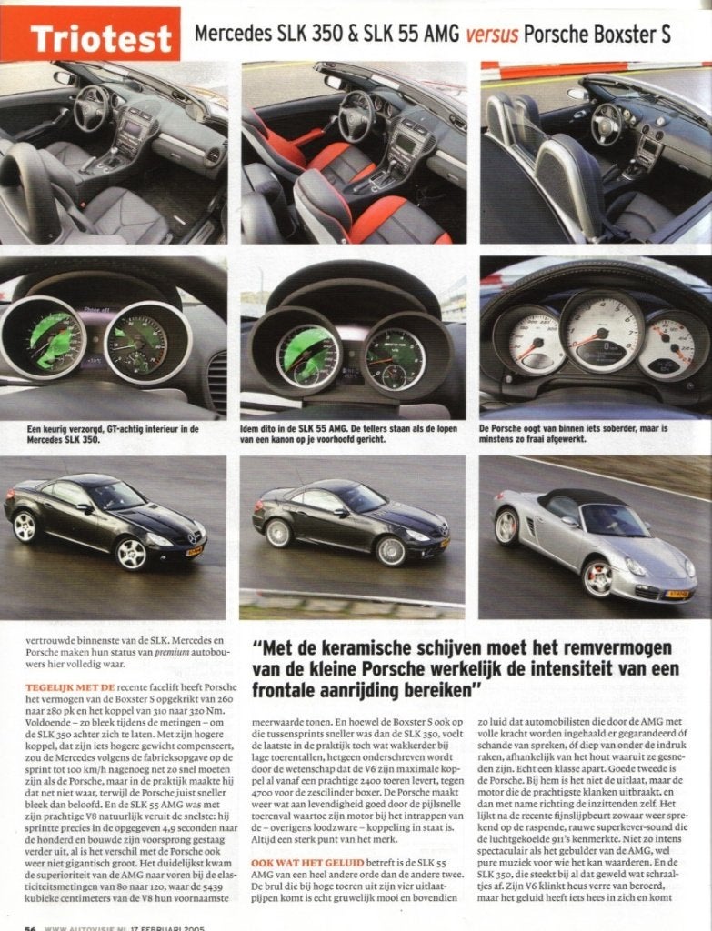 Autovisie test Mercedes SLK 350,SLK 55 AMG , Porsche Boxster, Ophalen of Verzenden, Gelezen, Algemeen