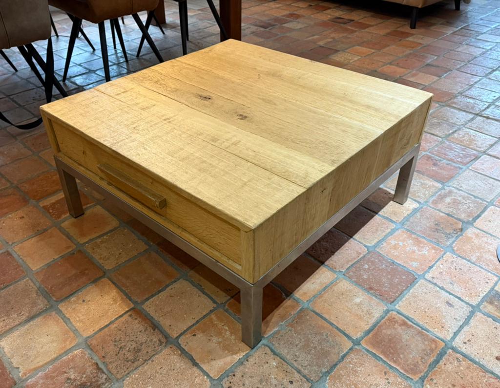 Salontafel met grote lade - 90x90x43 cm, Ophalen, Gebruikt, 50 tot 100 cm, Minder dan 50 cm