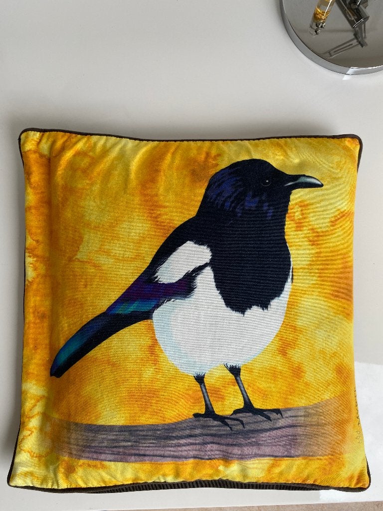 sierkussen ekster van Myrte, Katoen, Gebruikt, 40 cm, Meerkleurig