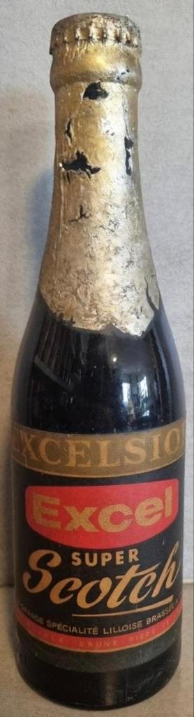 Excel Super Scotch – Brasserie Excelsior Lille – ~'65-'78, Verzamelen, Biermerken, Ophalen of Verzenden, Gebruikt, Flesje(s), Overige merken