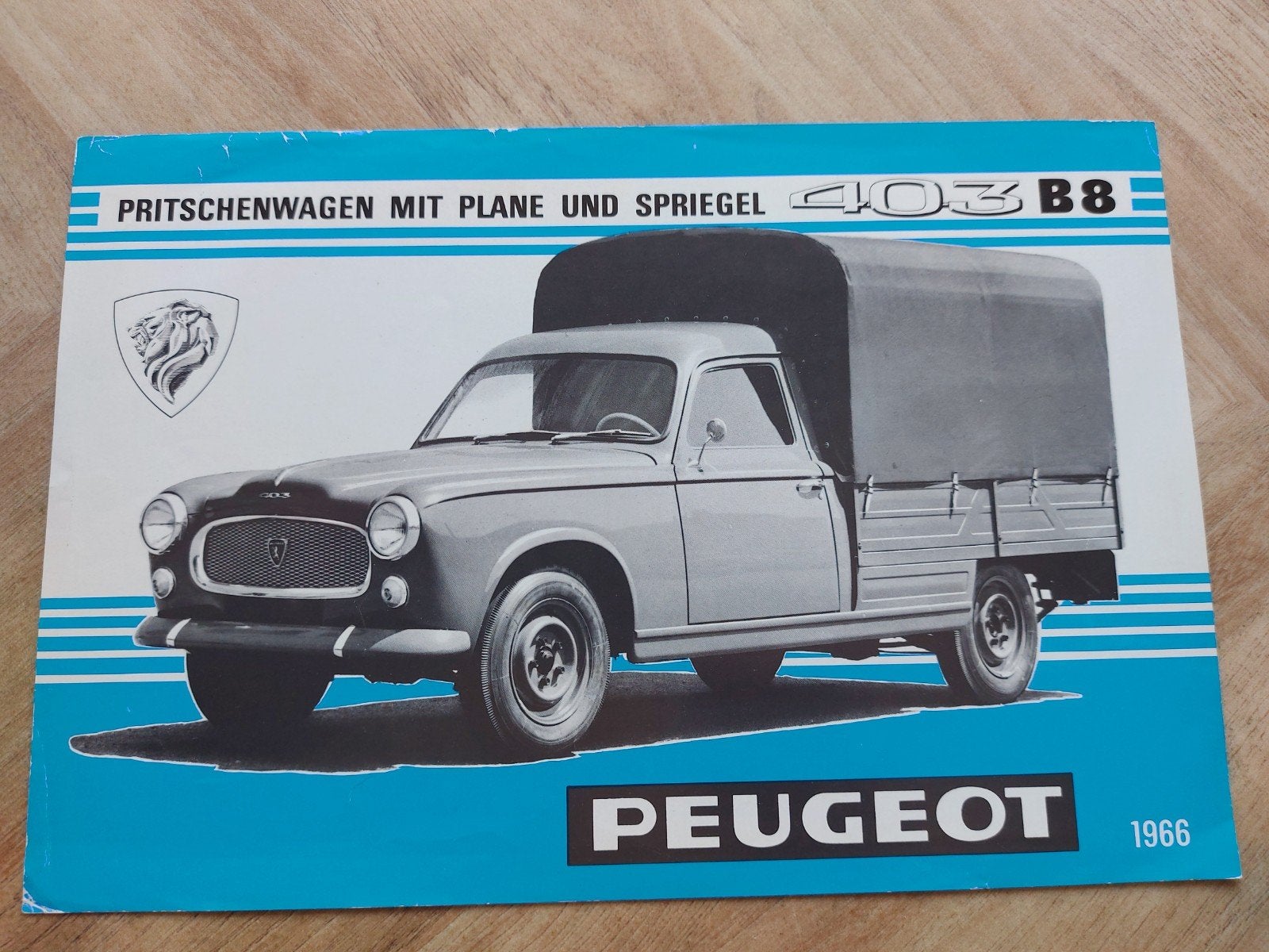 1966 Peugeot 403 B8 pick up folder sheet Duitstalig, Ophalen of Verzenden, Zo goed als nieuw, Peugeot