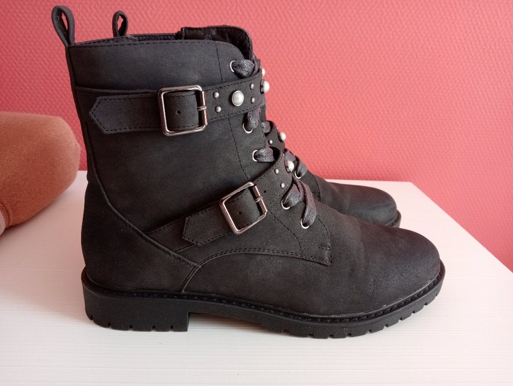 Donkergrijze bikerboots, Anna Field, Lage of Enkellaarzen, Ophalen of Verzenden, Zo goed als nieuw