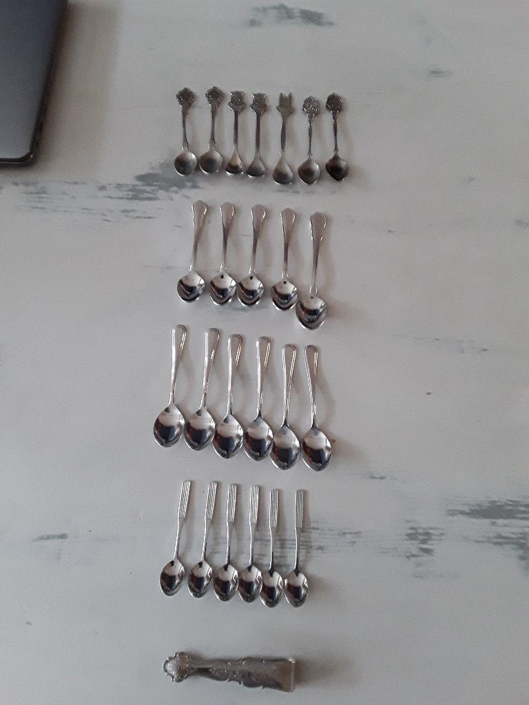 vintage theelepeltjes. advocaat lepeltjes. klontjestang, Ophalen of Verzenden
