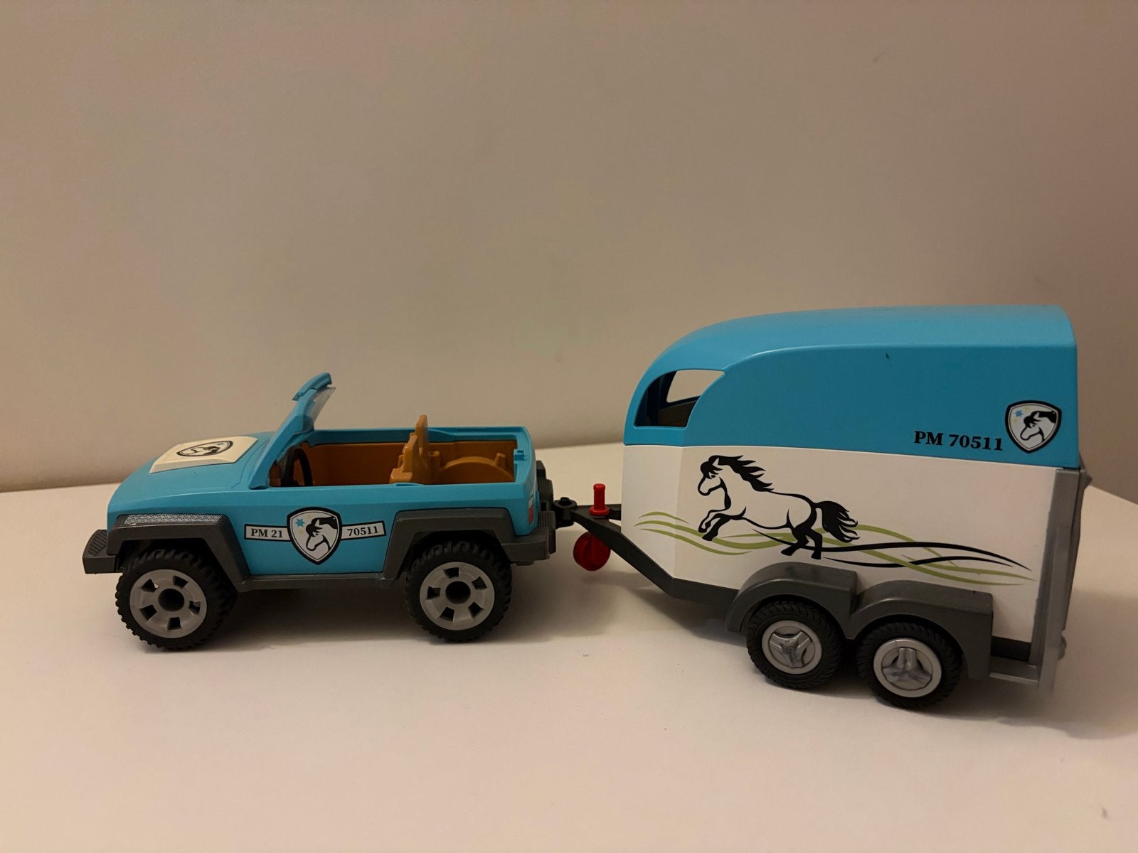 Playmobil Jeep met paardentrailer - Set 70511, Gebruikt, Complete set, Voertuig, Ophalen of Verzenden