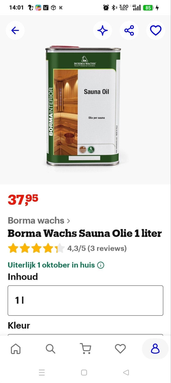 Borma Wachs Sauna olie, Ophalen of Verzenden
